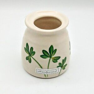 Emerson Creek Pottery Hand-Painted Green Leaf Ceramic Sugar Jar